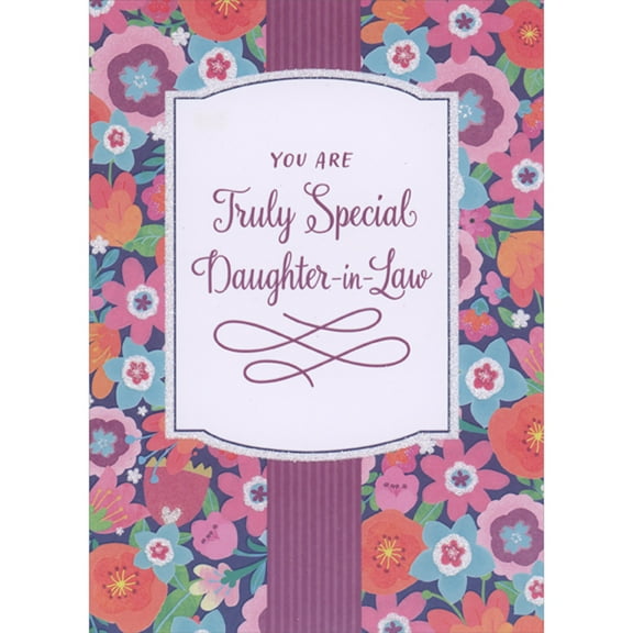 Designer Greetings Truly Special Daughter-in-Law: Purple Column and Blue, Pink, Purple and Orange Flowers Mother's Day Card