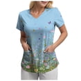 thumbnail image 4 of COMVALUE Cozy Fit Plus Size Scrub Shirts Medical Uniforms Tops Print Scrubs with Design (Sky Blue, XXL), 4 of 8