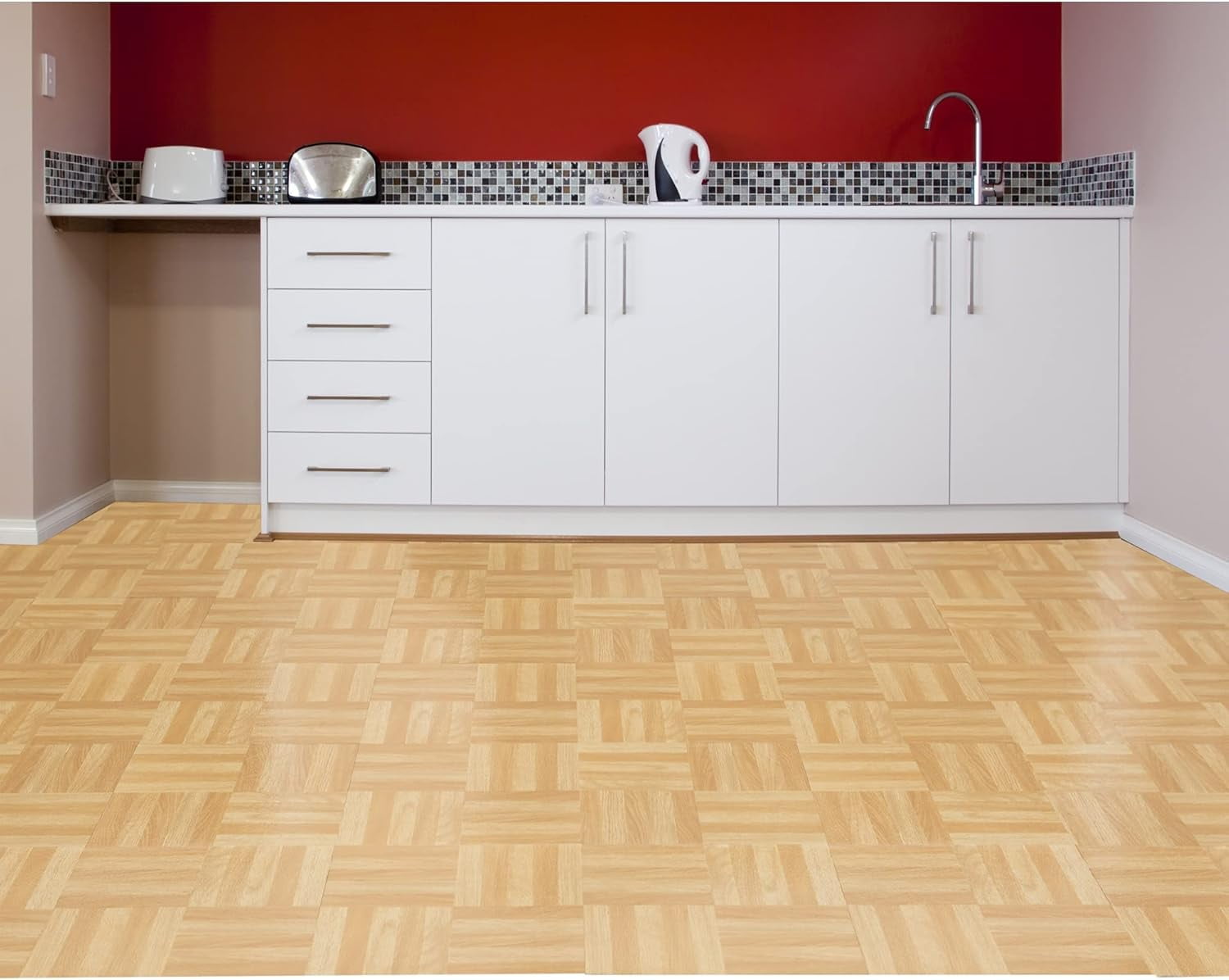 Ergode Nexus Four Finger Square Parquet 12x12 Self Adhesive Vinyl Floor Tile - 20 Tiles/20 sq. ft.