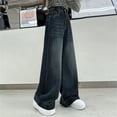 thumbnail image 5 of GiLiling Girls Casual Baggy Jeans High Waist Wide Leg Cargo Denim Pants Elastic Waist Y2k Vintage Aesthetic Style (Blue, 7-8 Years), 5 of 9