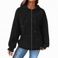 thumbnail image 2 of Godom Hoodies for Women Hooded Hoodies Casual Long Sleeve Drawstring Waffle Pullover Tops Loose Hooded Sweatshirt with Pocket, 2 of 5
