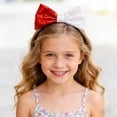 thumbnail image 2 of Independence Day Headband Embroidered Sequined Cat Ear Bow Headband Childrens Bow Hair Accessory Patriotic Hair Accessory Headband Flag, 2 of 6