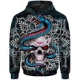 thumbnail image 3 of Sudadera con capucha con estampado 3D de cuervo, esqueleto, ballena y gato para hombre, patrón de demonio, manga larga, informal, cómoda, holgada, 3 of 4