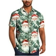 thumbnail image 2 of BLTIBY Christmas Shirt for Men Button Down Short Sleeve Lapel Hawaiian Shirts Xmas Santa Printed Casual Holiday Beach Shirts Top Mint Green L, 2 of 6