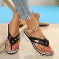 thumbnail image 4 of CQONEPT Women Orthopedic Flip Flop Sandals Summer Wide Width Slip on Slides Low Wedges Heel Thong Sandals with Arch Support Casual Slippers Black 39, 4 of 6