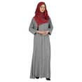 thumbnail image 2 of Bimba Islamic Clothes For Women Long Prayer Robe Maxi W/ Printed Hijab Rayon Abaya Front Button Muslim Dress, 2 of 8