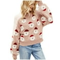 thumbnail image 1 of Women‘s Christmas Cute Santa Head Pattern Knit Sweater Soft and Smooth Beautiful Sweater, 1 of 6