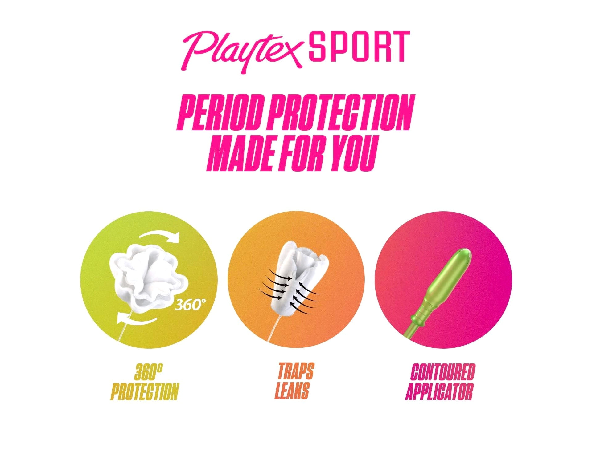 Playtex Sport Tampons Super Absorbency with Plastic Applicator Fragrance Free 36 Count (Pack of 5)
