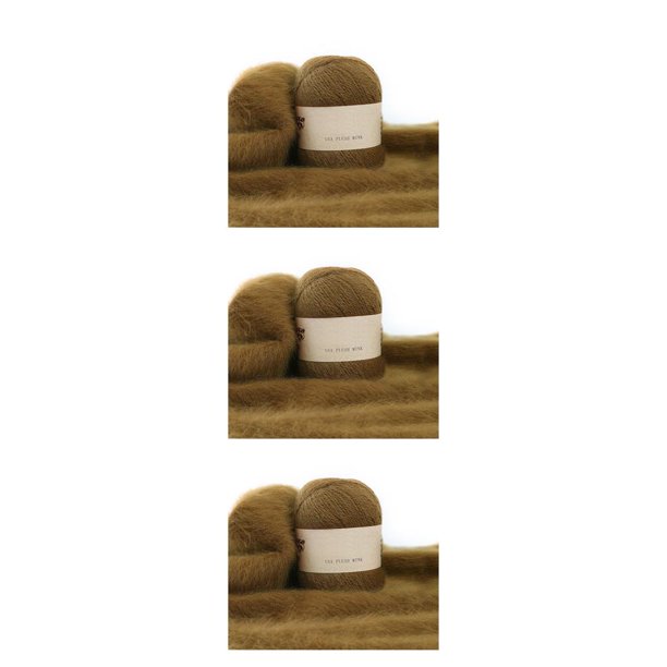 Yuarrent Juego de ovillos de lana para tejer de 50g y 20g, suéteres para bebés, Kit de hilo de ganchillo, accesorio de costura Manual para Marron oscuro 3Conjunto