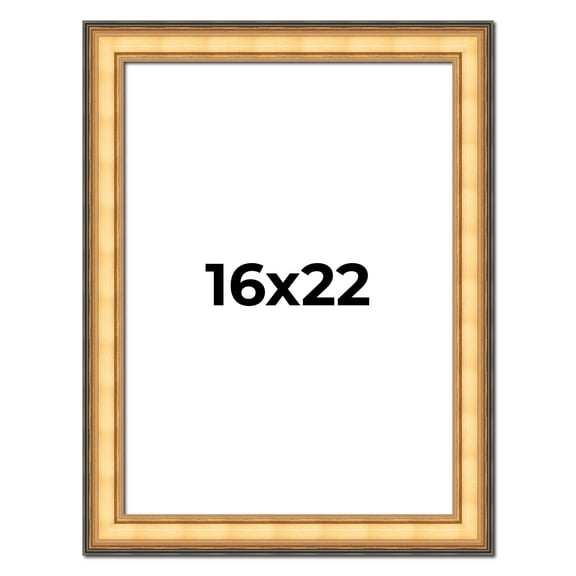 16x22 Frame Gold Plein Aire Solid Wood Picture Frame Width 2 Inches | Interior Frame Depth 0.5
