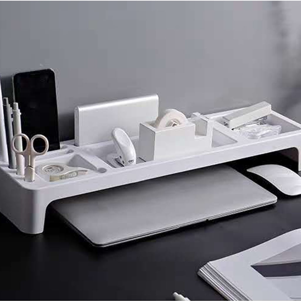 Plastic Desk Organizer Home Office Desktop Table Stationery Holder Keyboard Rack