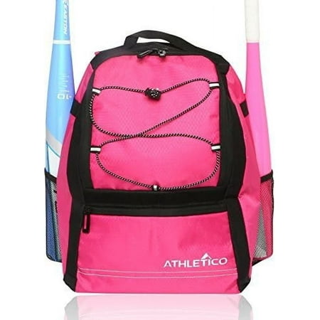 Athletico Youth Baseball Bat Bag - Backpack for Baseball  T-Ball & Softball Equipment & Gear for Boys & Girls | Holds Bat  Helmet  Glove | Fence Hook (Pink)