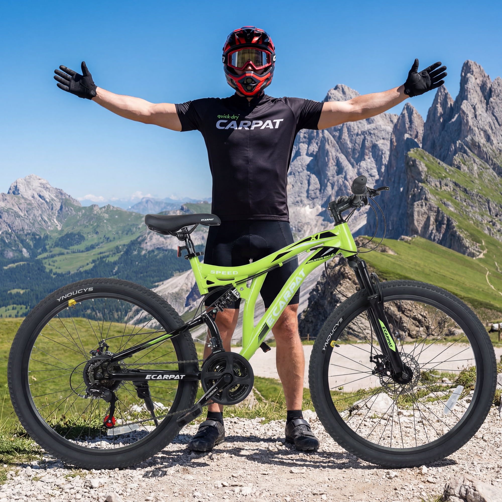 Ambifirner Mountain Bike 26 Inch: Adult Bikes With 21 Speeds, Double Disc Brake, Full Suspensionnd Alloy Rims Frame for All Terrain Multiple Colors