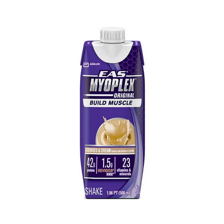 EAS Myoplex Ready-to-Drink Nutrition Shake, Cookies and Cream, 17 oz (Pack of 4)