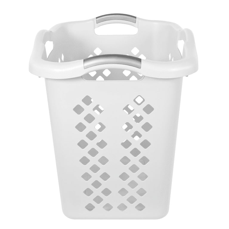 Home Logic Laundry Basket with Silver Handles, 2 Bushel Plastic