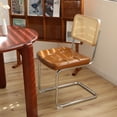 thumbnail image 6 of JXXRZ Rattan Dining Chairs Set of 2, Mid Century Modern Kitchen Side Chairs for Dining Living Room, Faux Leather Upholstered Dining Chairs, Brown, 6 of 11