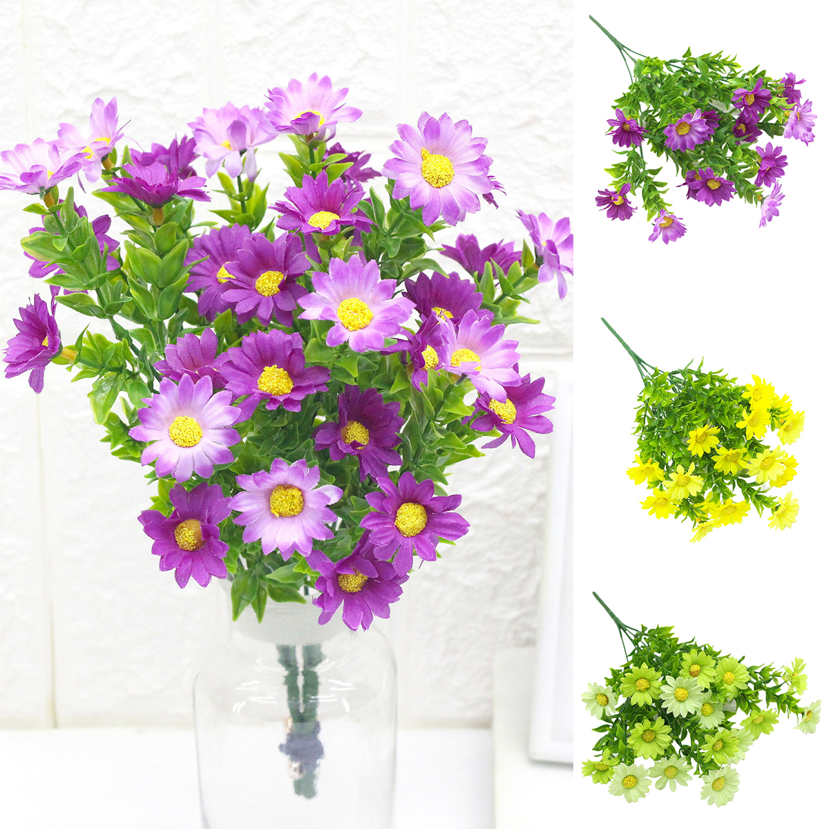 Cheers US 4Packs Artificial Chrysanthemum Flowers Bouquet, Orange