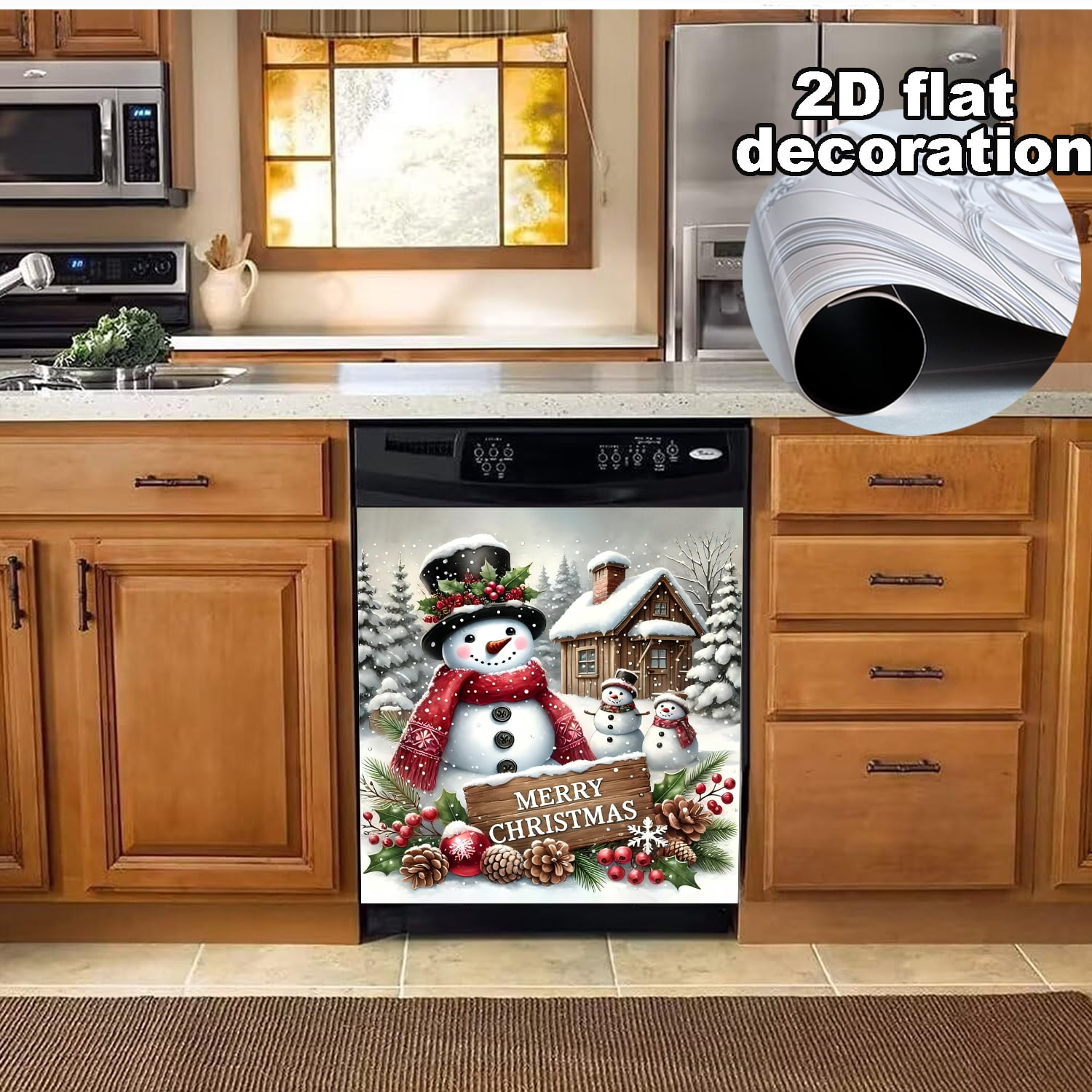 1Pc Christmas Dishwasher Magnet Cover, 23x26In Snowman Dishwasher Magnet Sticker for Kitchen Decoration Funny Refrigerator Magnet Cover Fridge Panel Decal Refrigerator Magnet Cover