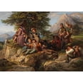 thumbnail image 2 of Robert Beyer 14x11 Black Ornate Wood Framed Double Matted Museum Art Print Titled: Exuberant Rest on the Hike of the Students (1859), 2 of 5