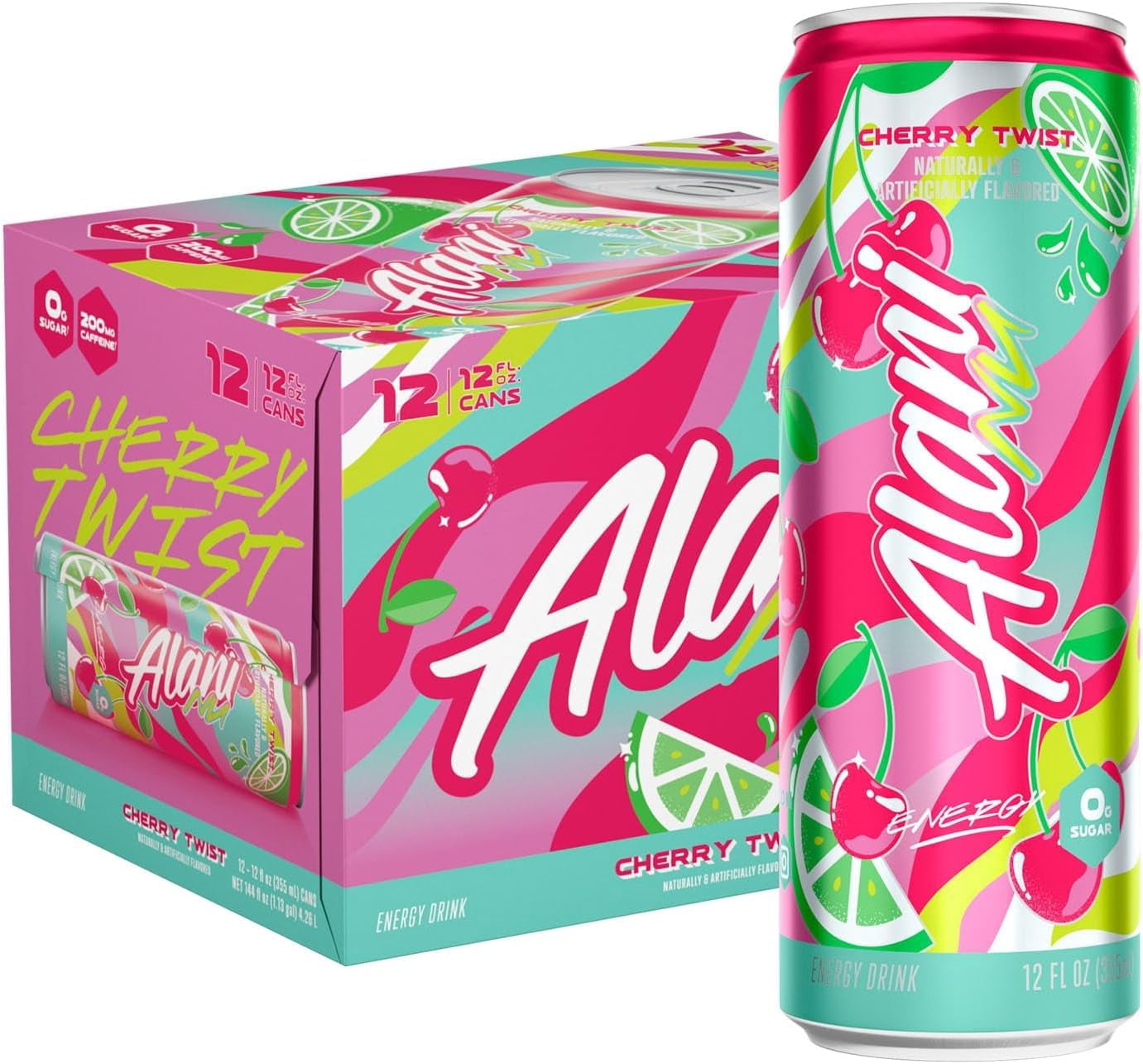 Alani Energy Drinks - Orange Kiss and Cherry - 12 Pack