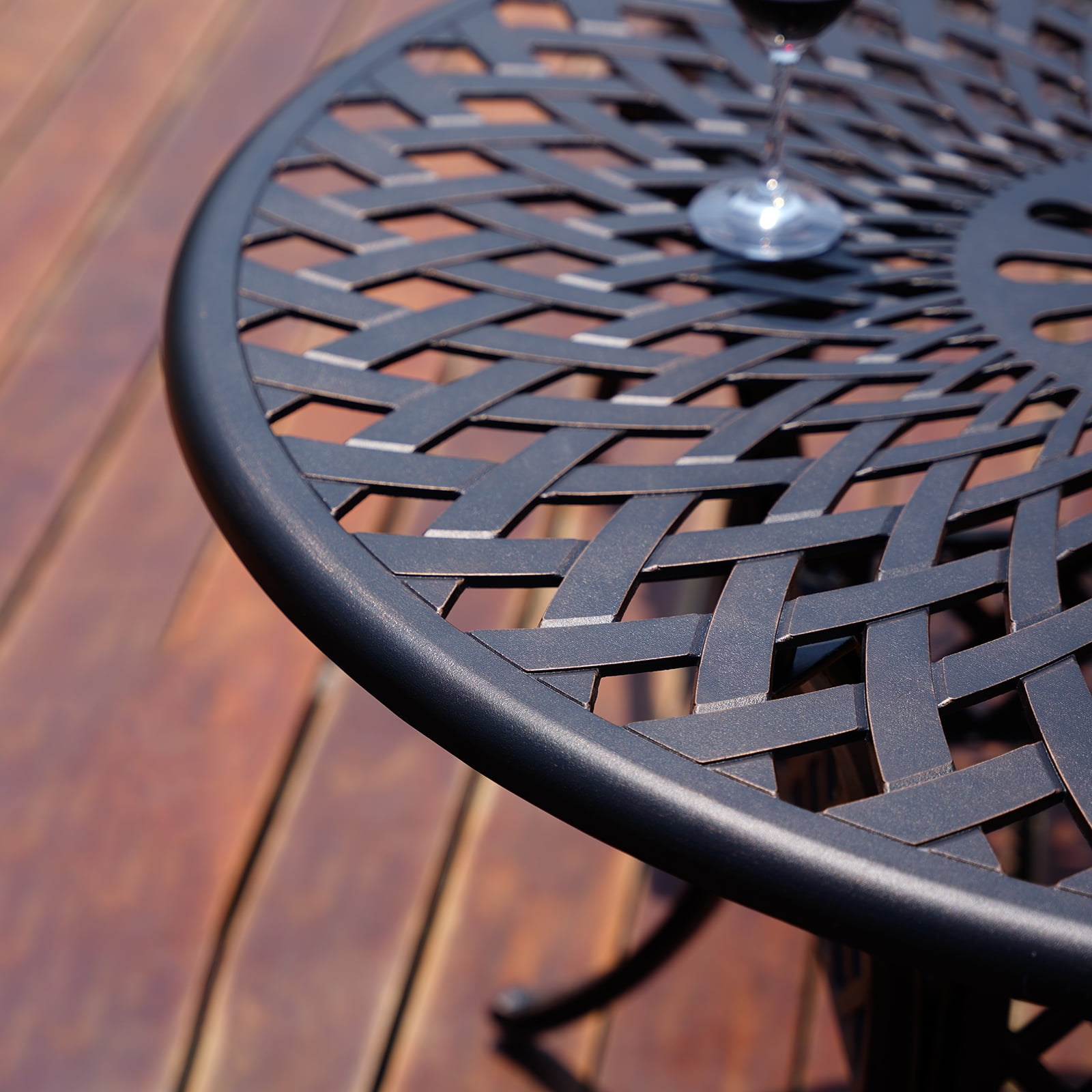 "Withniture 42"" Cast Aluminum Outdoor Dining Table with Umbrella Hole,  Rust Resistant & Waterproof" - Walmart.com