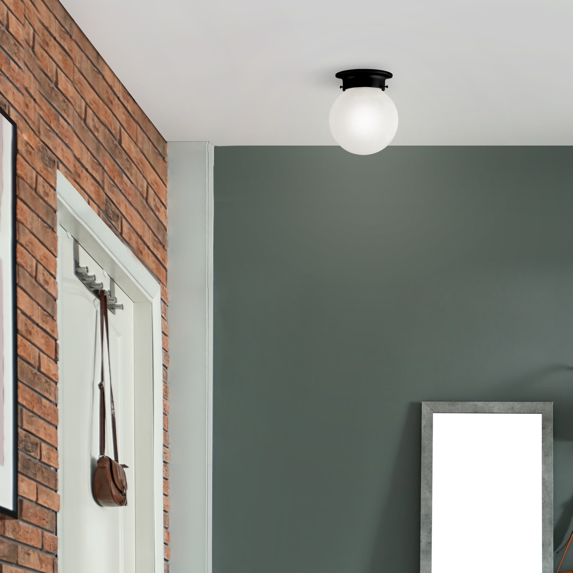 Design House Millbridge Flush Mount Dimmable Ceiling Globe Light, Matte Black