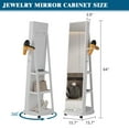 thumbnail image 3 of HNEBC 360° Rotating Jewelry Armoire with Mirror, Full Length Mirror with Storage, Mirror Jewelry Cabinet Standing with LED Lights, Lockable Jewelry Organizer Stand/Foldable Makeup Shelf (White), 3 of 8