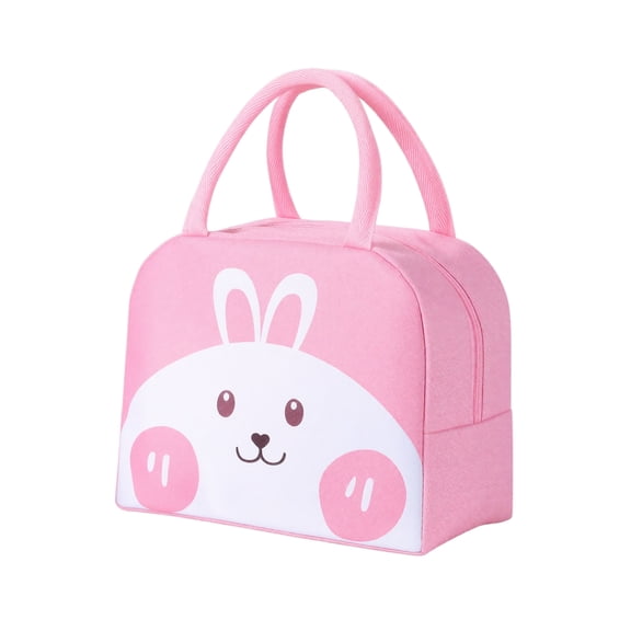 Lunch Bag, Large Capacity Cartoon Insulated Thermal Cooler Handheld Bento Box for Women Work Office Picnic Travel Outdoor Lightweight Reusable Food Container 9.06x5.12x7.48in Pink