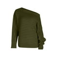 thumbnail image 5 of XPMWRP Women's One Shoulder Fall Sweaters Batwing Sleeve Textured Knit Tops Oversized Off The Shoulder Solid Color Pullover Sweater Green L, 5 of 9