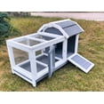thumbnail image 4 of Deluxe Indoor & Outdoor Rabbit Hutch Guinea Pig Natural Wood House On Wheels for Small Animals Bunny Home Cat Ramp Cage with Hide Room Window, 4 of 10