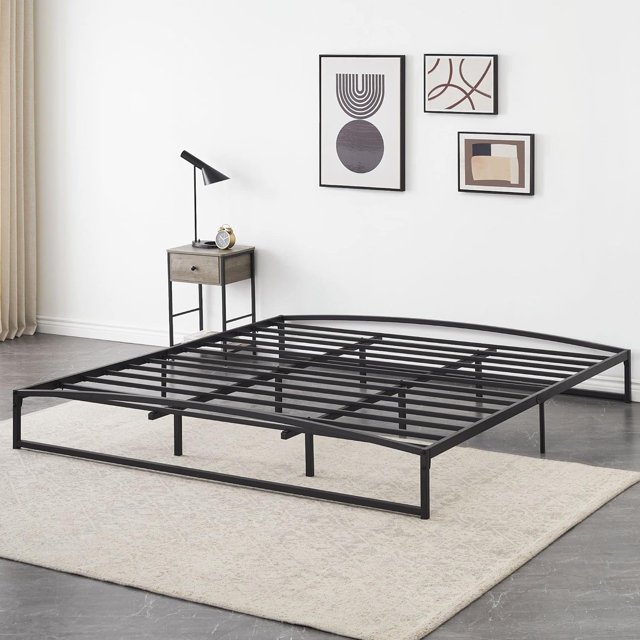 COZONY 10-Inch King Bed Frame,81.9*77.7",Black,Low Profile Heavy-Duty Metal Bed Frame with Steel Slat Support Mattress Foundation,No Box Spring Required, Easy to Install.