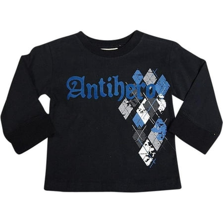 Infant Boys Long Sleeve Ribbed Mish Mish Baby Infant Boys Long Sleeve Graphic Tee Shirt Top Many Colors, 34502 black / 12Months ()