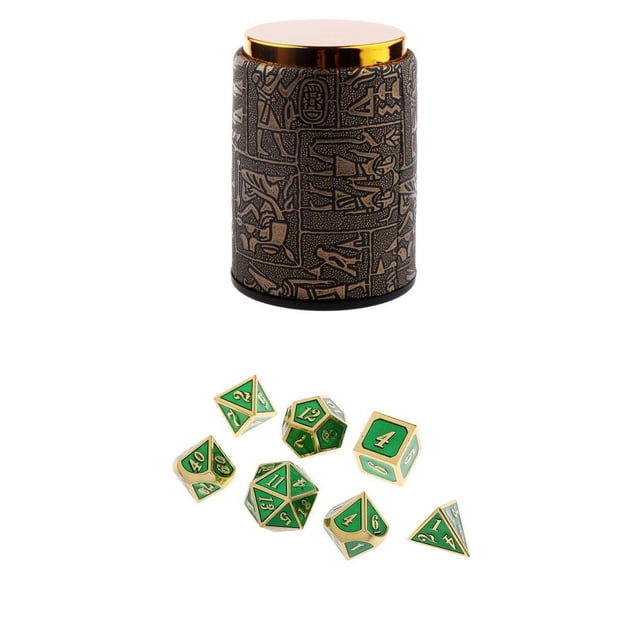 7 Dados Poliédricos De Metal Para Juego De Mesa De Mazmorras Y Dragones + Taza De Dados #7 Sunnimix Dados poliédricos