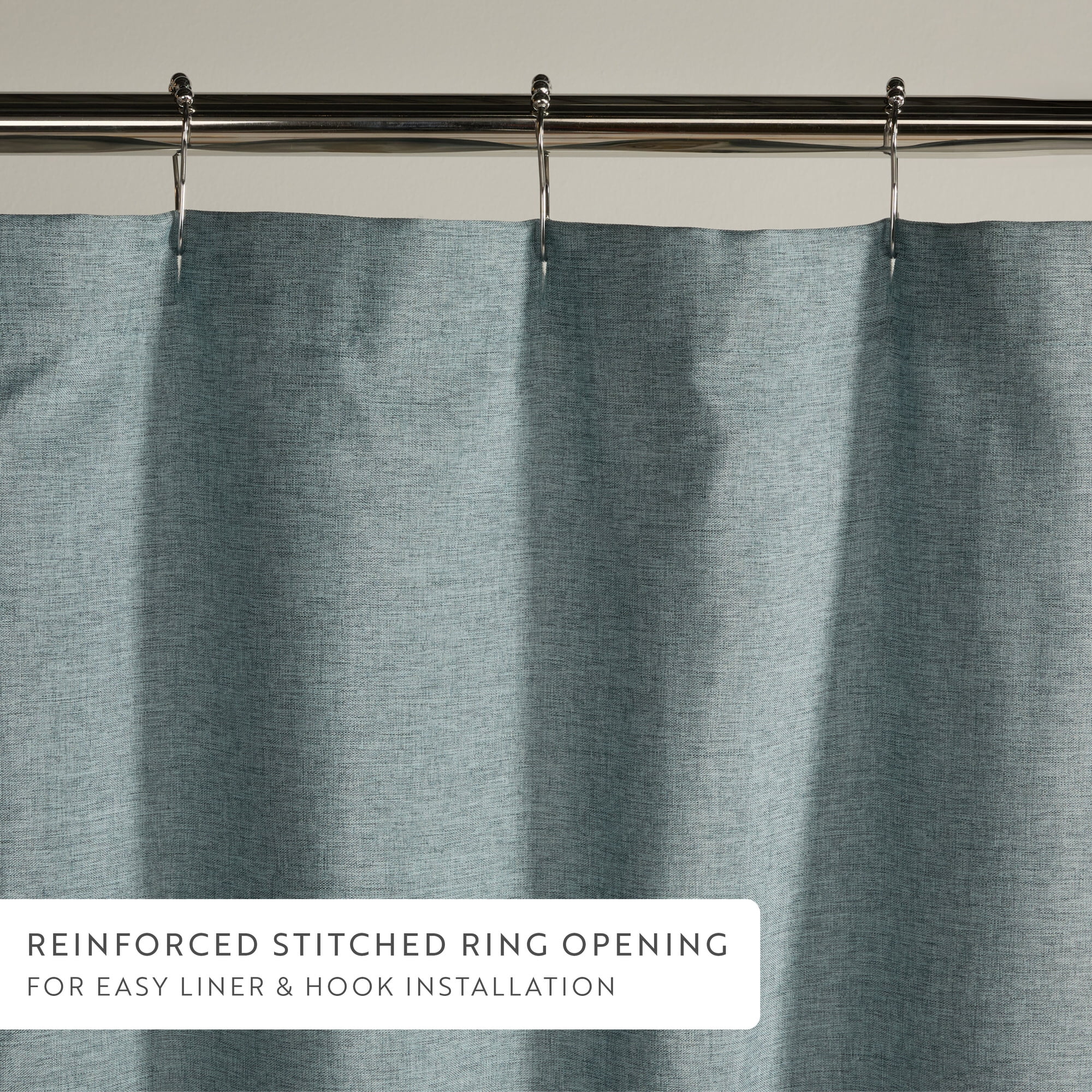 Linen-Look Polyester Shower Curtain in Essential Colors