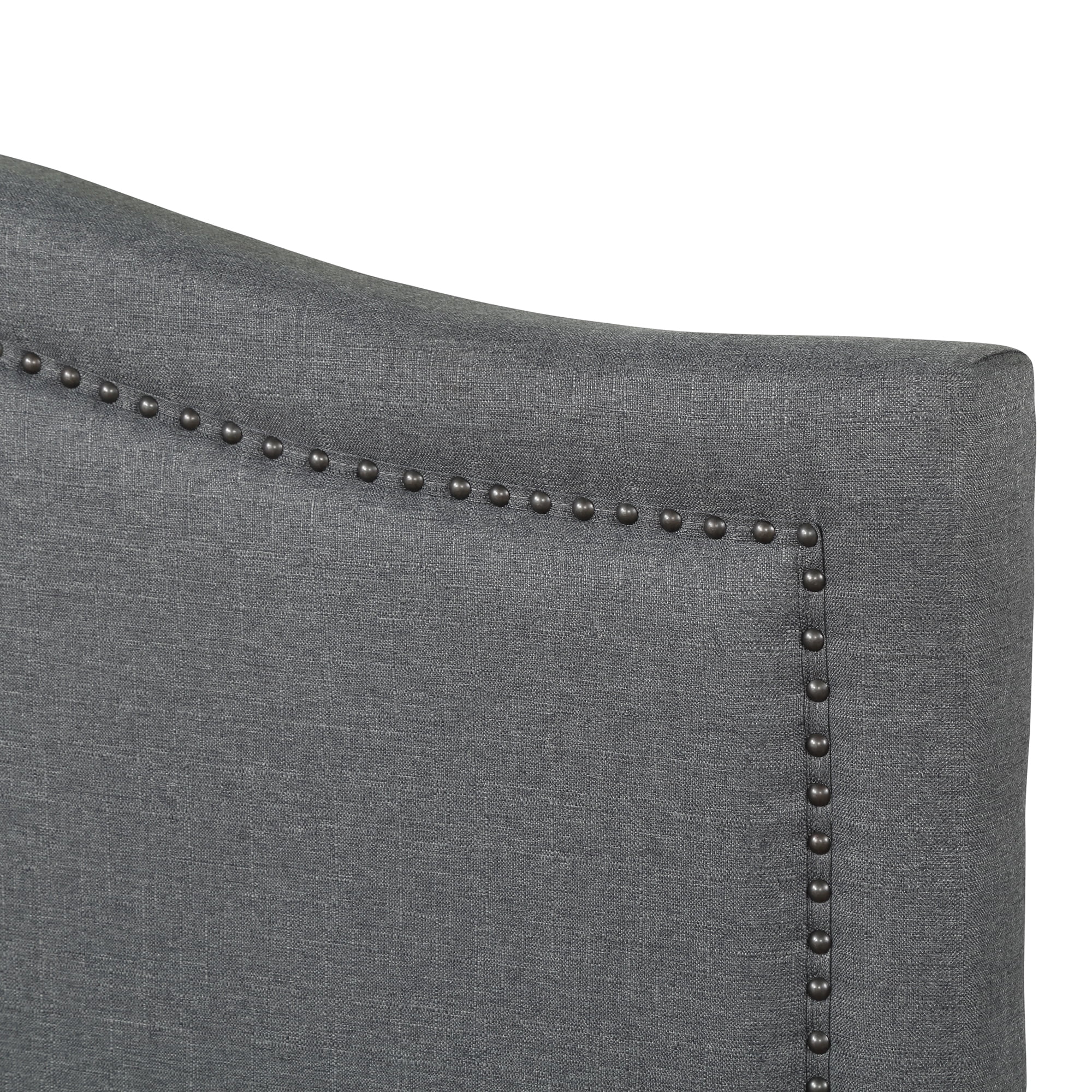 Harper & Bright Designs Upholstered Standard Bed with Headboard and Nailhead Detail, Gray, King