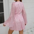 thumbnail image 4 of FcBaudy Robe à Manches Longues à Col en V, Robes d'Été pour Femmes, Robes pour Femmes Robes Décontractées à Col Ample Unies à Manches Longues Robe Confortable Robe pour Femme, 4 of 7