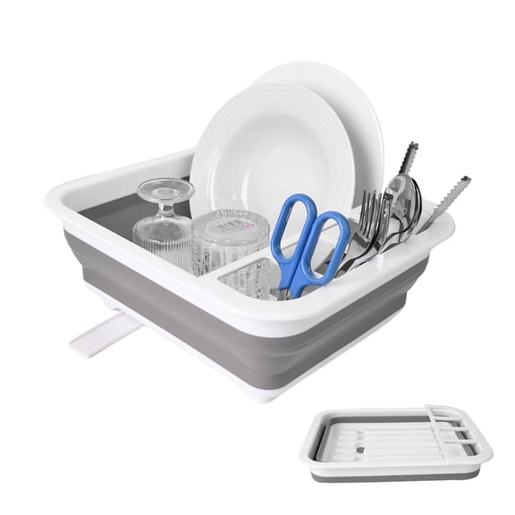 Collapsible Dish Drying Rack - Multi-Function Plastic Kitchen Sink Organizer for Dishes, Bowls, Cups, Spoons, Chopsticks