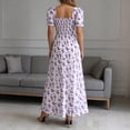 thumbnail image 4 of ASEIDFNSA Women Floral A Line Dress Square Neck Puff Sleeve Smocked Summer Midi Dress, 4 of 4