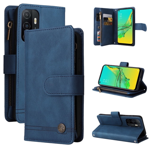 Case for Samsung Galaxy A33 5G/4G Cover Zipper Pocket Wallet Case Magnetic Protective - Blue