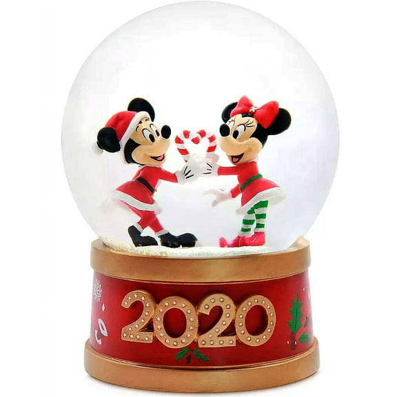Disney Store 2020 Mickey and Minnie Christmas Holiday Snowglobe New with Box