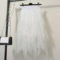 thumbnail image 3 of Dpytoraw Women's Skirts High Low Layered Puffy Fairy Skirts A Line Midi Skirt Irregular Tutu Skirt Denim Pencil Skirt White, 3 of 3