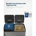 thumbnail image 4 of 2 x 10.6 Gallon Stainless Steel Double Trash Can with Lid for Kitchen, Large Dual Trash and Recycle Bin Combo, Step-on Kitchen Metal Garbage Cans, PP Inner Buckets, Liner Rim, Matte Grey, 4 of 6