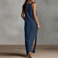 thumbnail image 4 of XIAONU Womens Solid Maxi Dress Sleeveless V Neck Split Side Linen Casual Sundress, 4 of 5