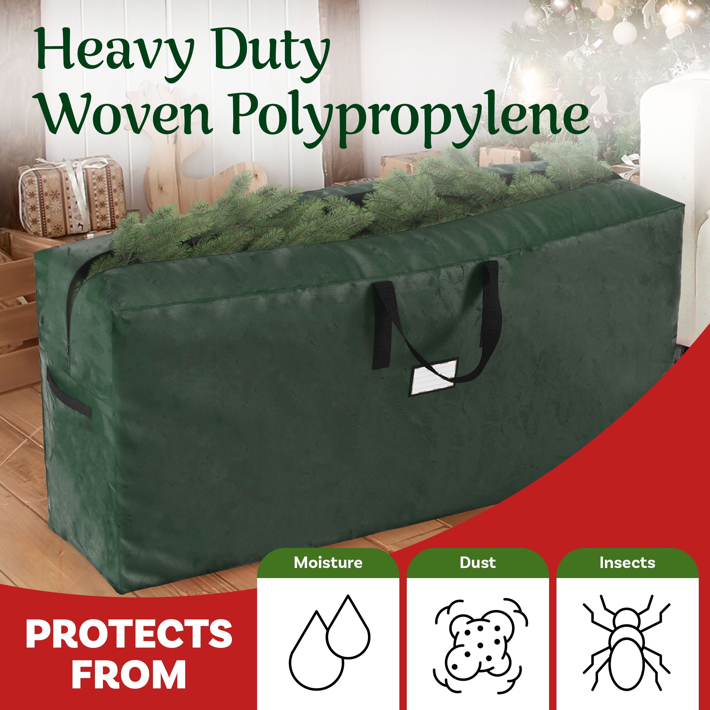 Elf Stor 48-Inch-Long with Handles and Zipper Closure for Christmas Trees, Clothing Storage (Green)