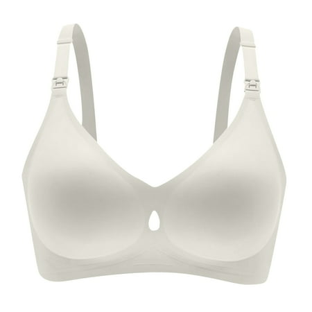 DXOUPM Nursing Bras for Breastfeeding Seamless V Neck Maternity Bra Women Pregnancy Breastfeeding Bra White XXL