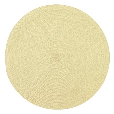 

Yixx 2Pcs 38cm Place Mat Woven Non-slip Round Coaster Pad Cafe Mug Dining Table Mat Home Decor
