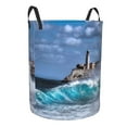 thumbnail image 2 of Haiem Lighthouse In Havana Leather Dirty Clothes Laundry Basket,Sturdy & Waterproof,Collapsible Round Design For Efficient Space Management,Multi-Purpose Storage Basket, 2 of 8