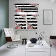 thumbnail image 4 of Pink Flowers Kitchen Curtains Sets for Windows 24 Inch Length, Spring Floral Butterflies Black White Striped Farmhouse Rod Pocket Window Treatments Tier Curtains and Valances Set for Bedroom/Bathroom, 4 of 8