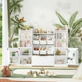 thumbnail image 2 of 55” Toy Storage Organizer, 5-in-1 Kids Bookshelf with Movable Drawer and Book Shelves Behind The Doors, Toy Organizer Playroom Storage Organizer with 6 Toy Bins and 8 Storage Cubes, White, 2 of 8