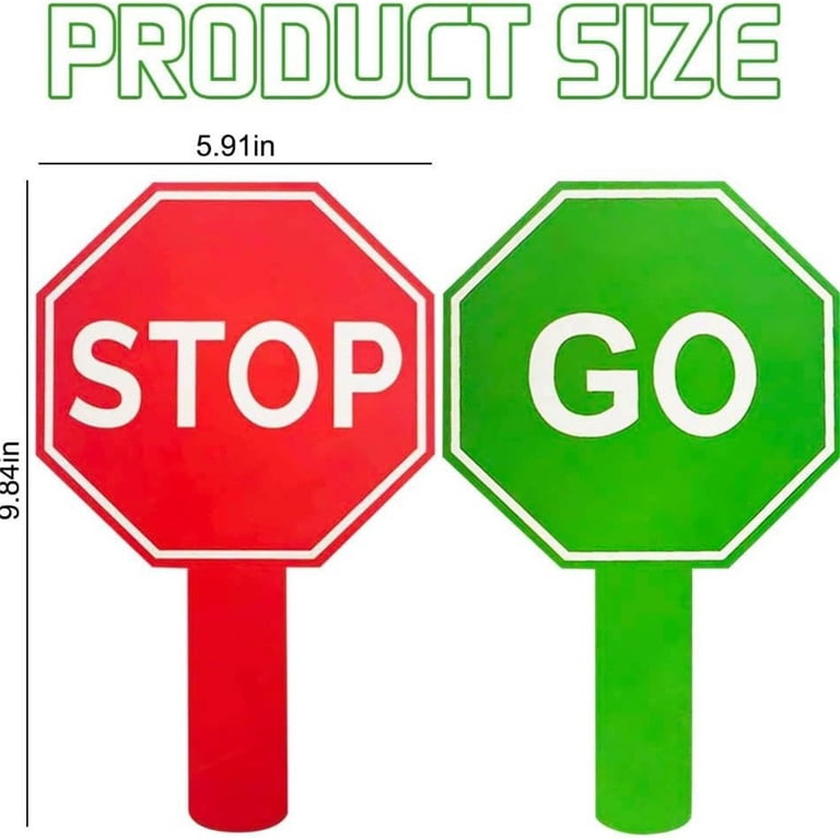 Stop and Go Handheld Signs 10-Pack, Double-Sided Red/Green Traffic